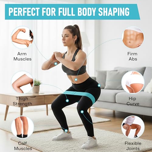 Poler Booty Resistance Bands Set for Women – 3 Fabric Bands (Light, Medium, Heavy) + Pilates Ball – Non-Slip Glute & Leg Workout Kit for Home Fitness, Yoga & Strength Training - color: Blue