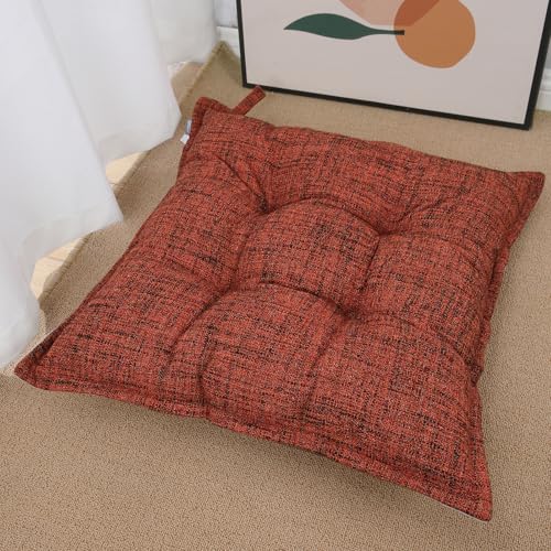 SINSOSSO Large Floor Pillow 22", Thickened Bite-Size Memory Foam Square Non-Slip Cushion for Office Back Support/Indoor Yoga/Chair Seat, Fashionable Color-Blocked Fabric & Washable, Red, 1 PCS - color: Red