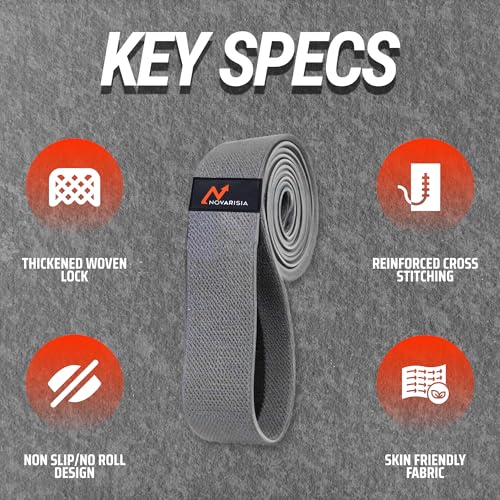 76 Inch Fabric Resistance Band for Strength Training, Mobility, and Stretching, Non-Slip Workout Band for Athletes, Home Gyms, Yoga, and Physical Therapy - color: Gray