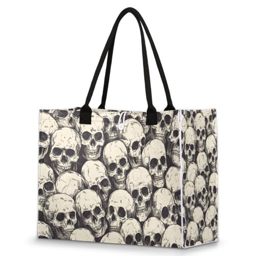 Pardick Gothic Skull Tote Bag For Women Travel Bag Reusable Grocery Bags Utility Tote For Work Shopping Pool Beach Bags for Gift Outdoor,A-14 - color: B-05 Skull