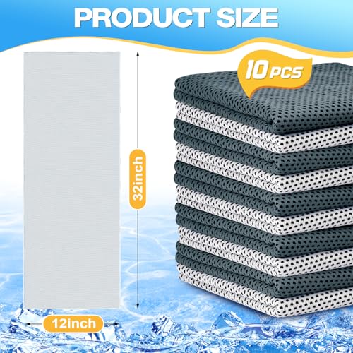 MENOLY 10 Pack Cooling Towels, Sweat Towels Cooling Towels for Neck and Face, Microfiber Towel Soft Breathable Towel for Gym, Yoga, Camping, Running, Fitness, Workout & More Activities(32"x12") - size: 10 Pack (Grey/Black)