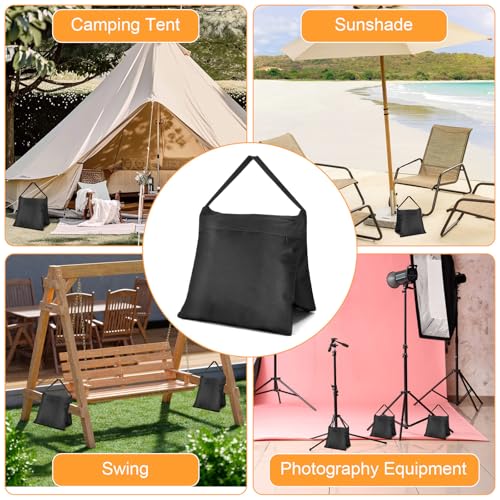8 Packs Weighted Sand Bags, Heavy Duty Sandbags Weight Bags, Tripod Weight Sandbags for Canopy Tent, Umbrella Base, Backdrop Stand, Photo Tripod, Picnic Table,Fishing Chair (Black)