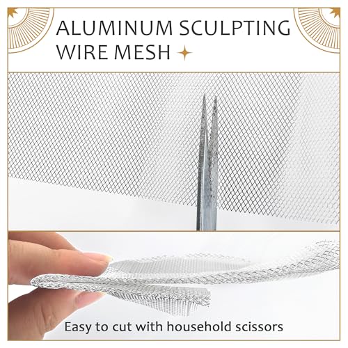 UNIFAMILY Sculpting Wire Mesh, 200in x12in Aluminum Wire Mesh for Arts and Craft,Heavy Duty Aluminum Armature Wires for Sculpting, Armature Mesh for Clay, Sculpting Craft Mesh for DIY Projects