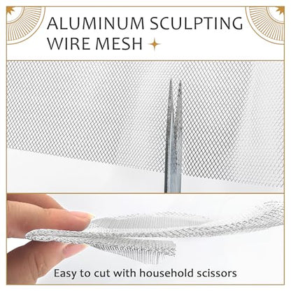 UNIFAMILY Sculpting Wire Mesh, 200in x12in Aluminum Wire Mesh for Arts and Craft,Heavy Duty Aluminum Armature Wires for Sculpting, Armature Mesh for Clay, Sculpting Craft Mesh for DIY Projects