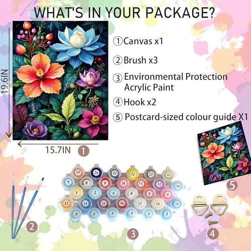 Arttoplus Flowers Paint by Numbers Kit for Adults Beginner 16x20inch | Flower Adult Paint by Number Kits on Canvas, DIY Oil Painting by Numbers for Gift Home Wall Decor (Without Frame) - color: MT22576-US