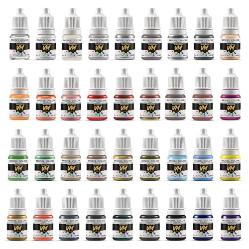 VM Game Color Model Paint,Acrylic Paint for Miniature Figures,Models,Crafts | 5ml x36 Bottles Water-based Miniature Paint Kit for Game Figures Plastic Model Painting for Plastic/Metal/Resin/ Models - color: 36 Color Game Colors