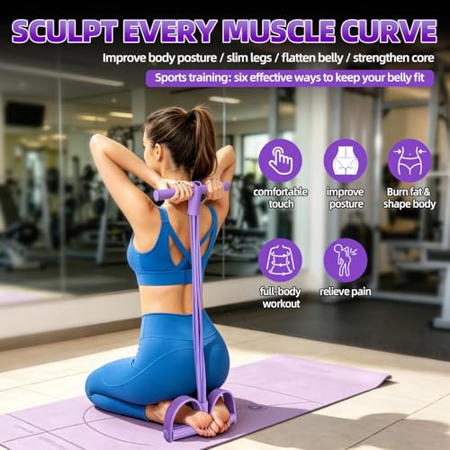 Multifunction 6-Tube Elastic Resistance Band with Foot Pedal, Elastic Pull Rope for Waist, Arm, Leg Stretching