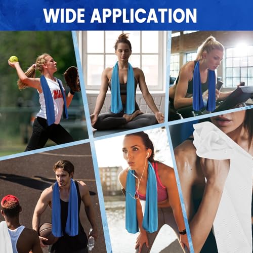Hosuly 150 Pack Cooling Towels Bulk 40 x 12 Inch Large Chilly Breathable Sweat Sports Cold Towels Sublimation Microfiber Ice Neck Rag for Hot Weather Workout Gym Team Gift (Dark Blue,Light Blue,White) - color: Dark Blue,light Blue,white