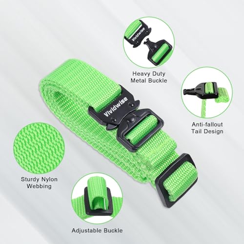 Utility Straps with Metal Quick Release Buckle, Adjustable Nylon Belt Backpack Accessories Sleeping Bag Strap for Hiking, Travel, Outdoor Sports (Green-Metal Buckle, 1" W-48 L) - size: 1"W-48"L