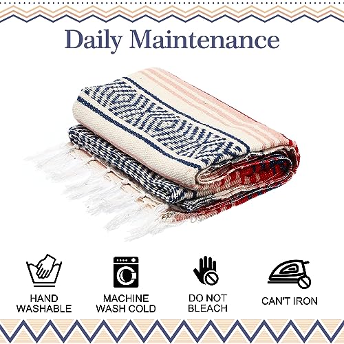 Peryiter 9 Pcs Mexican Yoga Blanket Striped Falsa, 45x70,Bright Colors - color: Bright Colors