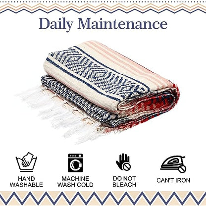 Peryiter 9 Pcs Mexican Yoga Blanket Striped Falsa, 45x70,Bright Colors - color: Bright Colors