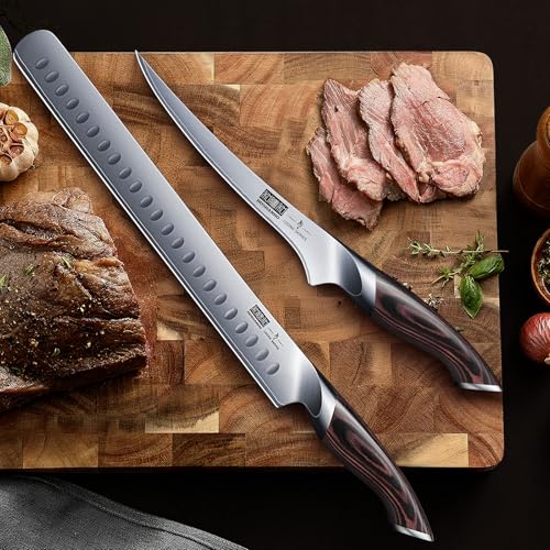 HOSHANHO BBQ Carving Knife Set, Brisket Slicing & Boning Knife for Meat | Professional Ultra Sharp Butcher Carving Knife in Japanese High Carbon Steel, Ergonomic Handle, Gift for Chefs - size: 7"