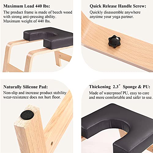 C-CHAIN Balanced Yoga Headstand Bench - Ideal for Workout, Fitness and Gym, for Both Beginner and Experience Yogis - Wood and PU Pads - Relieve Fatigue and Build Up Body - color: Black