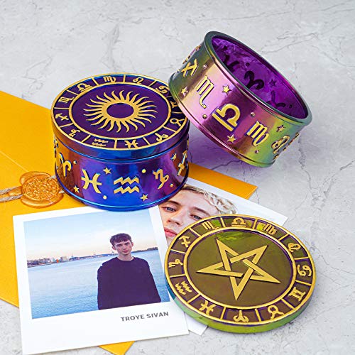 NiArt Zodiac Silicone Resin Mold Storage Box with Star Lid Epoxy DIY Art | Flexible BPA-Free Silicone Zodiac Jar Mold, Unmolds Easily, Reusable for Jewelry, Trinket, Candle & Home Decor Crafting - style: Constellation Storage Box