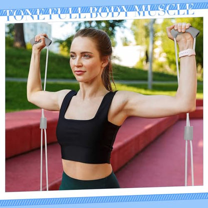 Poen Pilates Equipment Kit for Home Workout Pilates Ring and Ball Set for Women 12'' Circle Yoga Fitness Essentials Kit with Resistance Bands, Yoga Strap, Socks,Bag - color: Blue, Gray