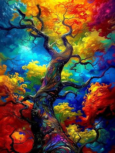 igoodom Colorful Tree Diamond Art Kits for Adults, DIY Wall Decor | Diamond Painting Kit - Sparkling Full Drill Design Perfect for Home Decor, Holiday Gifting, And Relaxing Crafting 12x16inch - color: MZ2682, size: 11.8x15.7in(30x40cm)