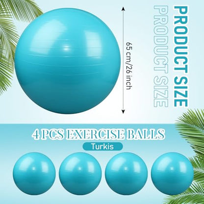 Leyndo 4 Pcs 26 Inch Yoga Exercise Ball Pilates - color: Turquoise Color