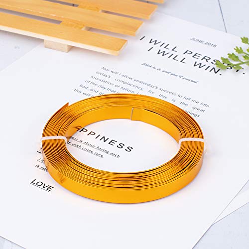 BENECREAT 16.5 Feet 10mm Wide Flat Jewelry Craft Wire 18 Gauge Aluminum Wire for Bezel, Sculpting, Armature, Jewelry Making - DarkGold - color: Dark Gold, size: 10mm