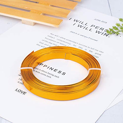 BENECREAT 16.5 Feet 10mm Wide Flat Jewelry Craft Wire 18 Gauge Aluminum Wire for Bezel, Sculpting, Armature, Jewelry Making - DarkGold - color: Dark Gold, size: 10mm