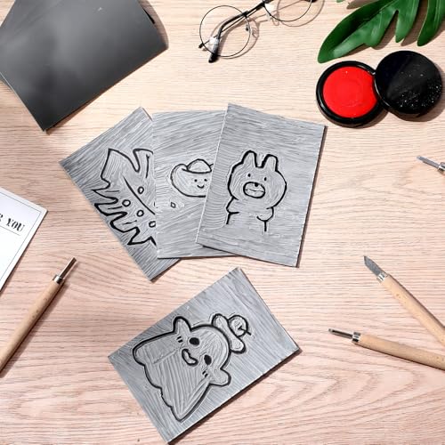 MotiMind 48 Pcs 4"x6" Linoleum Block Rubber Stamp Carving Blocks | Soft Gray Linocut Blocks Bulk, Linoleum Blocks for Printmaking, Back to School Supplies, Fit for Crafting, Tamp Maker Project