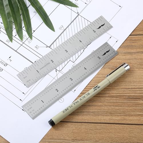 Mr. Pen- Machinist Ruler, 6 Inch, 2 Pack, Stainless Steel Imperial | Precision Measuring Tool, 1/8", 1/16", 1/32", 1/64" Graduation for Engineering, Carpentry, Drafting, Office, School - style: 6 inch, 2 Pack 1/8-1/64 Graduation