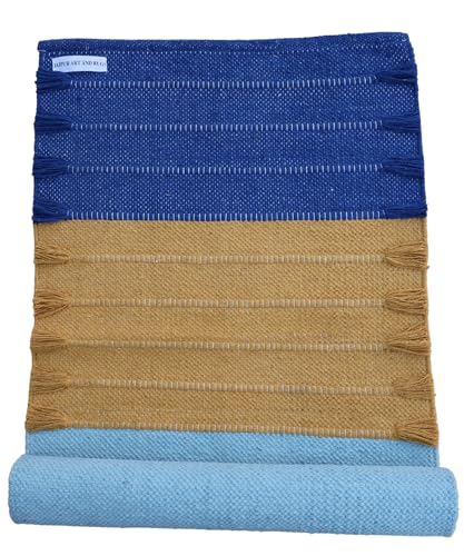 Jaipur art & Rugs Cotton Yoga Mat - Eco-Friendly Hand-Woven Rug - Non Slip & Thick (24”x72”x5mm) for Everyday Fitness at Home - Comfortable Extra-Long - color: Multicolor 2