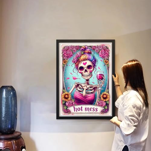 MAXBYE Diamond Painting Kits for Adults Beginners,Mexican Dead 5D Full Round Drill Diamond Art Kit, Easy DIY Dot Painting Gem Craft for Home Wall Art 12x16in - color: ZD050