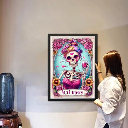 MAXBYE Diamond Painting Kits for Adults Beginners,Mexican Dead 5D Full Round Drill Diamond Art Kit, Easy DIY Dot Painting Gem Craft for Home Wall Art 12x16in - color: ZD050