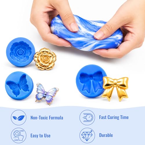 Silicone Putty, 1LB Flexible Silicone Mold Making Kit, Non-Toxic, Easy 1:1 Mixing Ratio, Fast Cured & Reusable Molding Compound for Resin, Soap, Wax, Jewelry Making