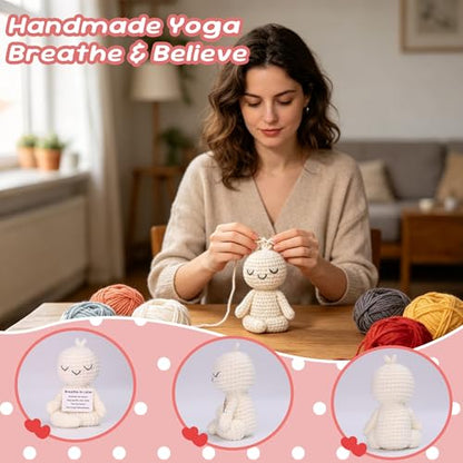 Meditation Gifts for Women Girls- Mini Yoga Crochet Emotional Support Relaxation Gifts for Women,Mindfulness Calm Your Mind for Stress & Anxiety Relief Wellness Gift for Friends, Therapist Zen Decor