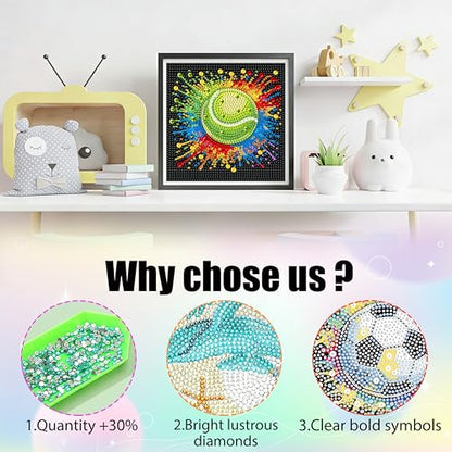 Yunruily 6 Pack Small Diamond Art for Kids - Balls Mini Diamond Painting Kits for Kids,Diamond Art Kits for Kids Ages 4-8-12,Children Gifts and Home Wall 6x6inch - color: ball