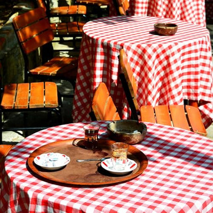 Plastic Table Cloth, 110 Ft X 54 In Plastic Table Cover Gingham Tablecloth | Red and White Checkered Tablecloth Roll with Cutter PEVA Plastic Table Cloth Disposable for Backyard BBQ, Gathering, Buffet - color: Red Checkered, size: 1320" x 54" (Rectangular
