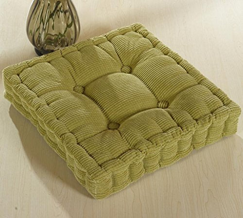 ChezMax Floor Pillow & Cushion, Large Meditation Chair Cushions, Thick Square Seat Pad, Soft Velvet Tufted Seating Pouf for Indoor/Outdoor Yoga Bench Rocking Chair Room Tatami Sofa, Green 18" x 18" - color: Green M