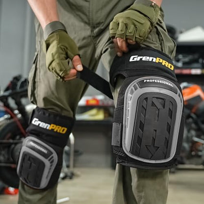 GRENPRO Heavy Duty Knee Pads, Gel Foam, Construction Work Gardening Gray - color: Gray