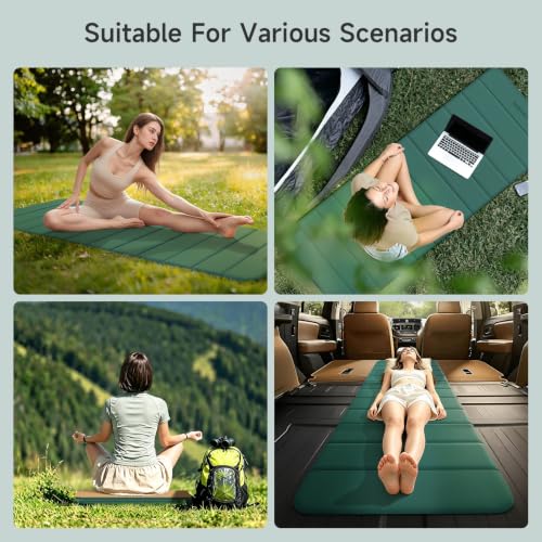 12-Fold POE Yoga Mat 75x26x0.4 Inches | Non-Slip, Compact, Workout-Friendly for Yoga, Pilates, Strength Training & Meditation - color: Green+Orange