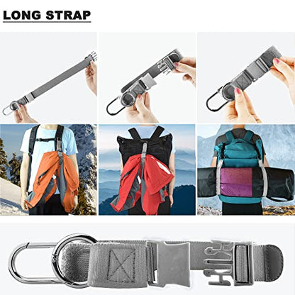 ZINZ Elastic Jacket Gripper Travel Strap with D-Ring Hooks and Buckle, Suitcase Straps Belts Travel Accessories, Makes Your Hands Free - color: Gray