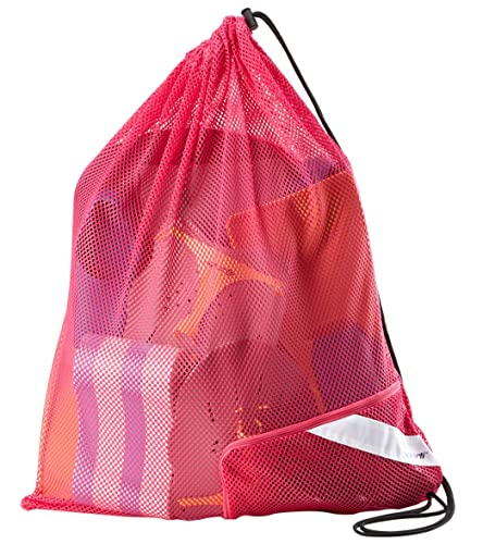 Sporti Mesh Swim Bag Drawstring Backpack, Equipment Bags For Swimmer - color: Hot Pink, style: 2. Mesh Bag With Zipper Pocket