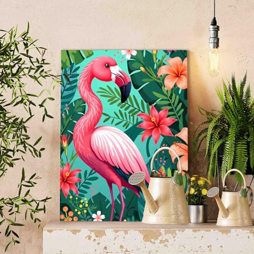 Pink Flamingo DIY Painting by Numbers Kits for Adults Beginner,Lovely Flamingo Painting Art Paint by Number on Canvas Easy to Paint for Beginner for Home Decor Without Frame Spring Decor 16''X20'' - color: Artwork-24, size: 16''x20''(Without Frame)