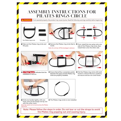 Pilates Kit, 13.5" Pilates Ring with Mini Ball & Resistance Bands | Home Pilates Equipmen Set, Magic Circle Ring with Anti-Slip Handles for Beginners, Workout Guide Included - color: Black