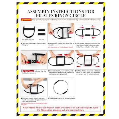 Pilates Kit, 13.5" Pilates Ring with Mini Ball & Resistance Bands | Home Pilates Equipmen Set, Magic Circle Ring with Anti-Slip Handles for Beginners, Workout Guide Included - color: Black