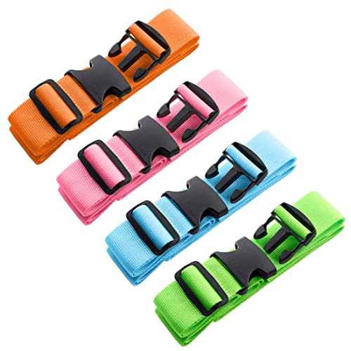 4pcs 74″×2″Luggage Straps for Suitcases,Adjustable Suitcase Straps and Heavy Duty Strap Buckle Packing Straps Travel Accessories,Multicolor - color: Multicolor 4PCS