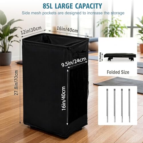 Yoga Mat Holder, Gym Mats Storage Rack with Wheels