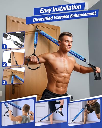 Upgraded Pilates Bar Kit with Resistance Bands Natural Latex for Women & Men, Heavy-Duty Stainless Steel Multifunctional Yoga Pilates Stick for Home Gym Exercise Fitness Equipment Full-Body Workouts - color: Blue