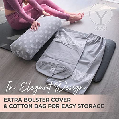 Y O GAYO Yoga Bolster - Made with 100% Cotton, Yoga Pillow Set Includes Extra Washable Cover and Carry Bag - color: Standard Size (25 X 10.5 X 6.5 In)
