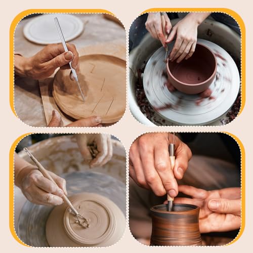 Pottery Ribbon Sculpting Tools Kit 14 PCS Clay Carving Tools | with Feather Wire Texture, and Needle Detail Tool, Aluminum, Pottery Carving Tool, Ceramic Wire Loop Sculpture Set