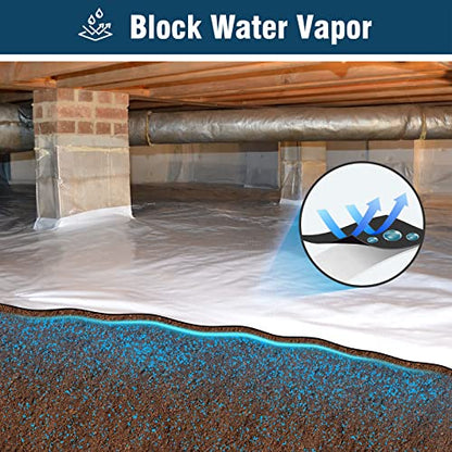 Crawl Space Vapor Barrier, 10 Mil 10x100' Black/White Panda Film | Thick Plastic Sheeting, Plastic Drop Cloth Covering for Crawlspace Encapsulation, Suitable for Commercial and Residential Use - size: 10mil 10'x100'