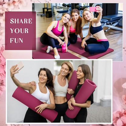 Timgle 6 Pcs 10mm Thick Yoga Mat Bulk 68 x 24 Inches Anti-slip Tear-resistant Exercise Mat Adult Gym Mats for Fitness, Stretching, Workout and Studio, Outdoor Yoga, Pilates - color: Purple