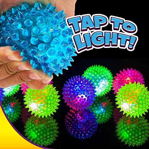 JA-RU Light Up Spiky Balls for Kids (24 Pack) – Light Up Bouncy Balls, Spiky Fidget Toys for Stress Relief, Sensory Bin Filler, Bulk Party Favors, & Classroom Prizes. 695-24p - size: 24 Pack of Spike Balls