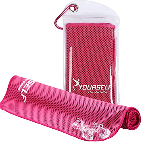 SYOURSELF Cooling Towel, Cooling Towels for Neck,40" x 12"Ice Towel for Instant Cooling Relief, Soft Breathable Chilly Towel, Perfect Yoga, Golf, Sports, Gym, Workout, Athletes Towel (1PC-Hot Pink) - color: Hot Pink