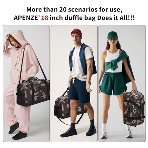 Apenze Small Gym Bag 18 inch Carry On Duffel Bag for Weekender Travel - Camouflage - color: Camouflage, size: 18inch